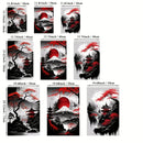 Japanese natural landscape red & white canvas art set living room by Decorbites