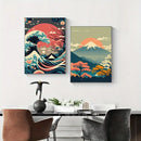Japanese nature landscape canvas wall art – living room framed set