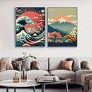 Japanese nature landscape canvas wall art – living room framed set