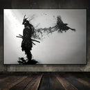 Japanese black samurai man ink wall art bedroom canvas decor by Decorbites