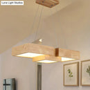 GobekUsa Japanese Style Wooden LED Pendant Lights for Restaurants - Rectangular Solid Wood Island Lamps