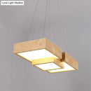 GobekUsa Japanese Style Wooden LED Pendant Lights for Restaurants - Rectangular Solid Wood Island Lamps
