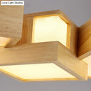 GobekUsa Japanese Style Wooden LED Pendant Lights for Restaurants - Rectangular Solid Wood Island Lamps