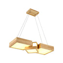 GobekUsa Japanese Style Wooden LED Pendant Lights for Restaurants - Rectangular Solid Wood Island Lamps