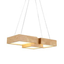 GobekUsa Japanese Style Wooden LED Pendant Lights for Restaurants - Rectangular Solid Wood Island Lamps