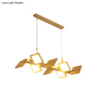 GobekUsa Japanese Wood Square LED Pendant Light- Modern Restaurant & Island Lighting with Acrylic Shade
