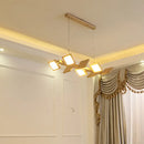 GobekUsa Japanese Wood Square LED Pendant Light- Modern Restaurant & Island Lighting with Acrylic Shade