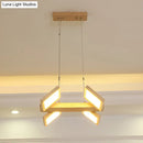 GobekUsa Japanese Wood Square LED Pendant Light- Modern Restaurant & Island Lighting with Acrylic Shade