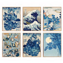 GobekUsa Katsushika Hokusai Blue Waves Canvas Wall Art