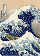 Katsushika hokusai blue waves framed wall art set living room decor