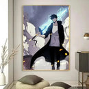Solo leveling purple & blue anime canvas wall art bedroom decor by Decorbites