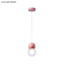 GobekUsa Kids Bedside Pendulum Light - Gourd Shape, Milky Glass, Macaron Ceiling Pendant - Pink/Yellow/Blue