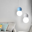 GobekUsa Kids Bedside Pendulum Light - Gourd Shape, Milky Glass, Macaron Ceiling Pendant - Pink/Yellow/Blue