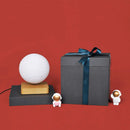 GobekUsa Kids Moon Sphere Maglev Table Lamp - Plastic Bedside LED Night Light in White-Wood