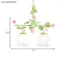 GobekUsa Korean Garden Hanging Light Fixture with White Glass and Floral Design