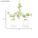 GobekUsa Korean Garden Hanging Light Fixture with White Glass and Floral Design