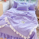 GobekUsa Korean Princess Ruffles Embroidered Quilt Set