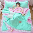 GobekUsa Korean Princess Ruffles Embroidered Quilt Set