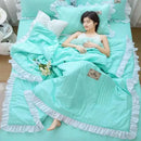 GobekUsa Korean Princess Ruffles Embroidered Quilt Set