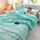 GobekUsa Korean Princess Ruffles Embroidered Quilt Set