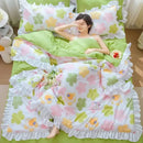 GobekUsa Korean Princess Ruffles Embroidered Quilt Set