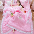 GobekUsa Korean Princess Ruffles Embroidered Quilt Set