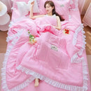 GobekUsa Korean Princess Ruffles Embroidered Quilt Set