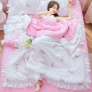 GobekUsa Korean Princess Ruffles Embroidered Quilt Set