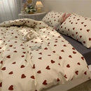 GobekUsa Korean Style Heart Duvet Bedding Set - Twin to Queen Sizes