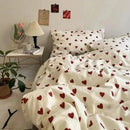 GobekUsa Korean Style Heart Duvet Bedding Set - Twin to Queen Sizes