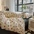 GobekUsa Korean Style Heart Duvet Bedding Set - Twin to Queen Sizes