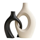 Minimalist white ceramic vase set living room large 21cm home decor by Decorbites
