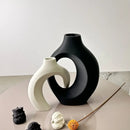 Modern abstract cream ceramic large dried vase set living room by Decorbites