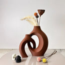 Modern abstract cream ceramic large dried vase set living room by Decorbites