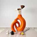 Modern abstract cream ceramic large dried vase set living room by Decorbites