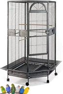 GobekUsa Large Wrought Iron Parrot Cage with Rolling Base