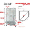GobekUsa Large Wrought Iron Parrot Cage with Rolling Base