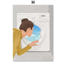 GobekUsa "Laundry Girl Nordic Wall Art Print"