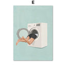 GobekUsa "Laundry Girl Nordic Wall Art Print"