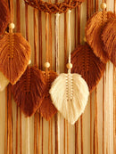 Boho green & beige macrame wall hanging living room leaf decor by Decorbites