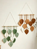 Boho green & beige macrame wall hanging living room leaf decor by Decorbites
