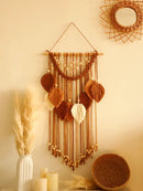 Boho green & beige macrame wall hanging living room leaf decor by Decorbites