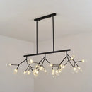 GobekUsa Leaf-Shaped Metal Island Chandelier with 27 Contemporary Lights for Bedroom