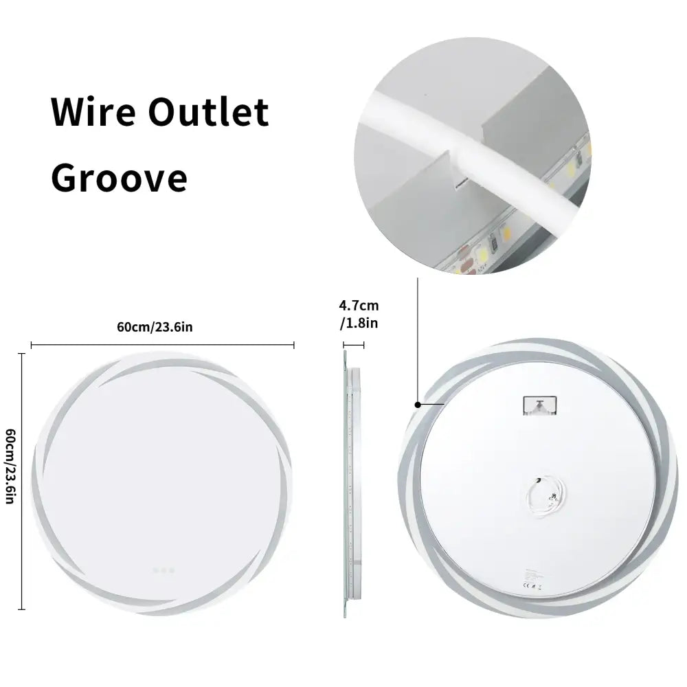 GobekUsa LED Backlit Round Bathroom Vanity Mirror, photo 8 of 9