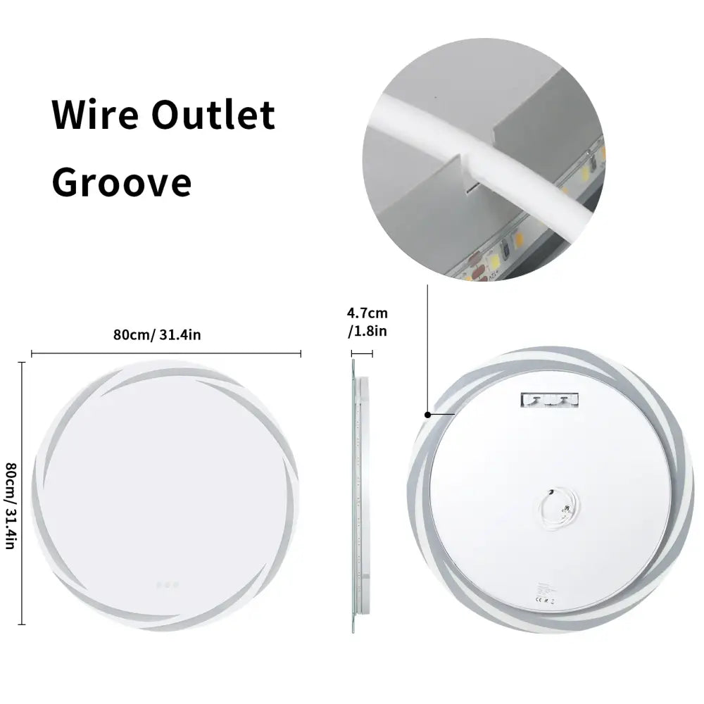GobekUsa LED Backlit Round Bathroom Vanity Mirror, photo 9 of 9