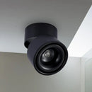 GobekUsa LED Bedroom Flush Mount Light in Round Metallic Shade – Black/White Ceiling Fixture with Warm/White Lighting
