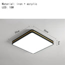 GobekUsa LED Ceiling Lights: Modern Golden Ring Square Round Black Metal Minimalist Lamp