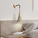 GobekUsa LED Cement Wall Light with Pull Chain & Wood Socket - Nordic Modern Sconce