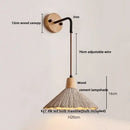 GobekUsa LED Cement Wall Light with Pull Chain & Wood Socket - Nordic Modern Sconce