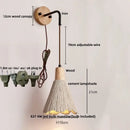 GobekUsa LED Cement Wall Light with Pull Chain & Wood Socket - Nordic Modern Sconce
